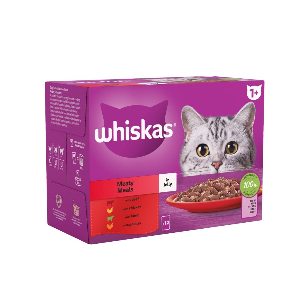 Buy Whiskas 1+ Adult Wet Cat Food Pouches Meaty Meals In Jelly online at Intamarque Wholesale – Trusted FMCG distributor