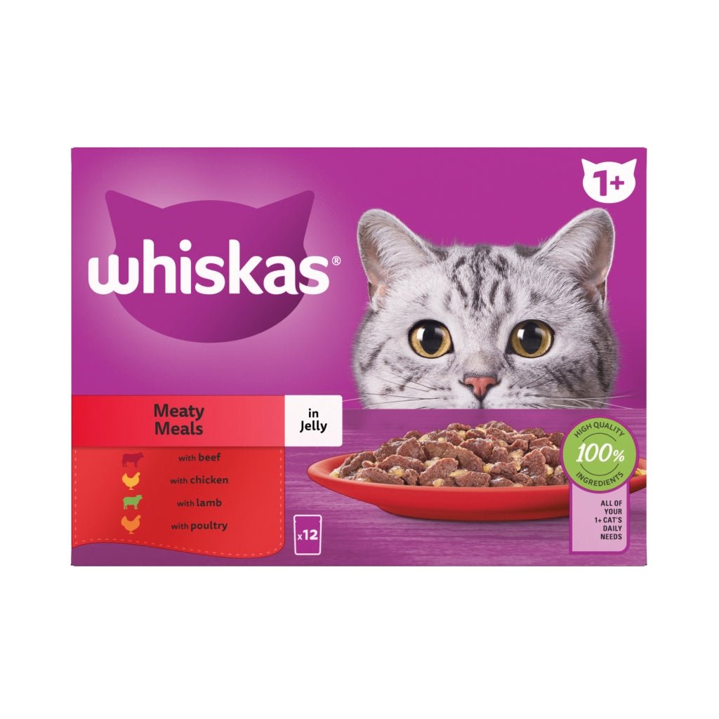 Whiskas 1+ Adult Wet Cat Food Pouches Meaty Meals In Jelly