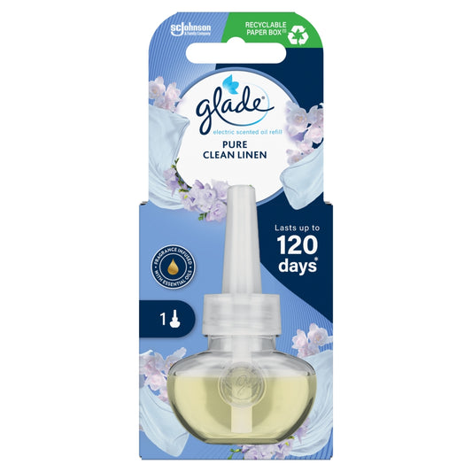 Buy Glade Plug In Refill Clean Linen 20ml online at Intamarque Wholesale – Trusted FMCG distributor