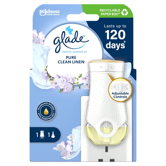 Buy Glade Plug In Holder Clean Linen 20ml online at Intamarque Wholesale – Trusted FMCG distributor