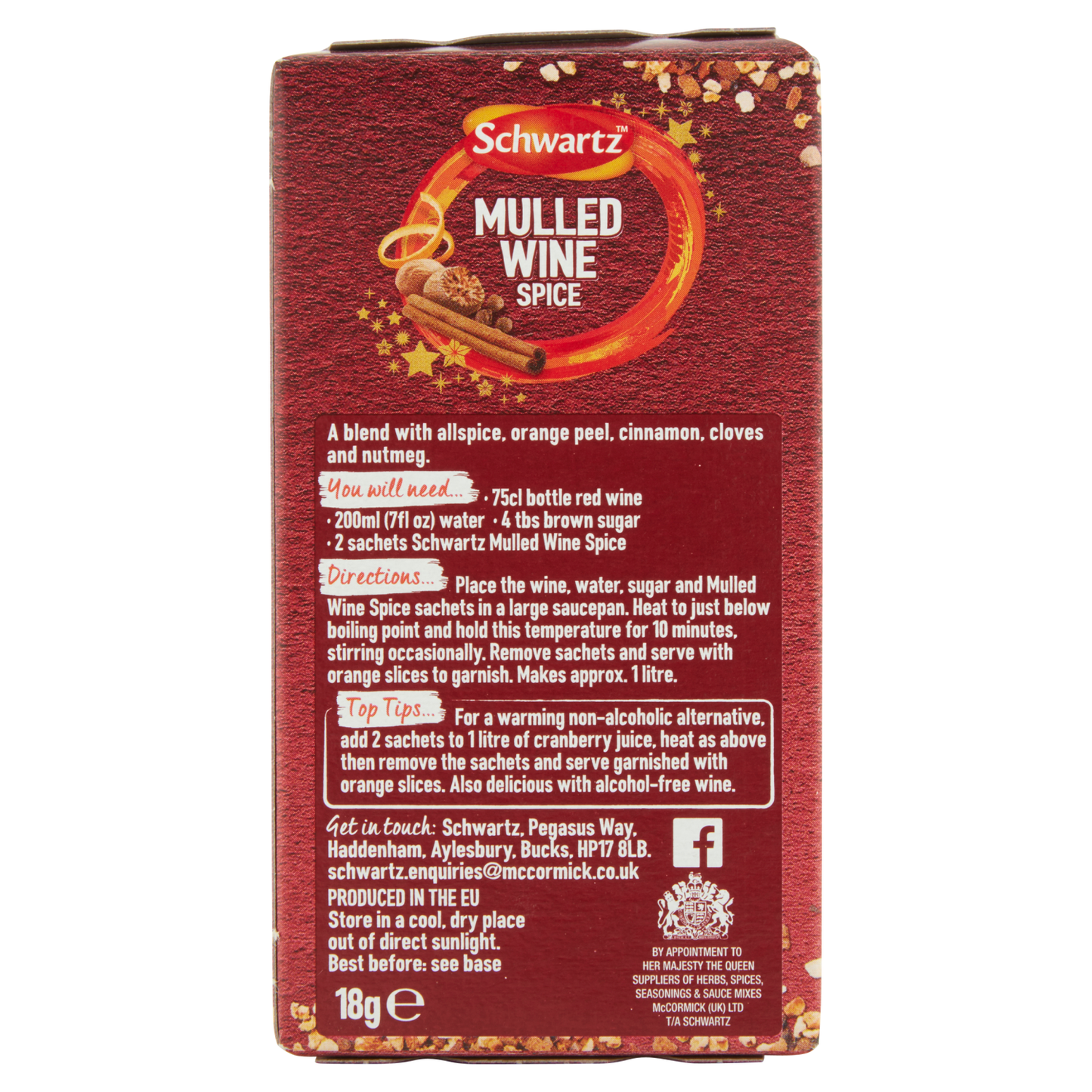 Schwartz 6 Mulled Wine Spice 18g