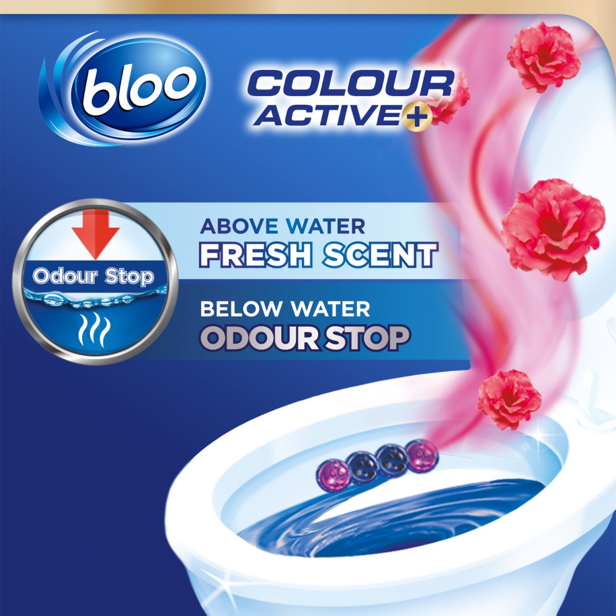 Bloo Colour Active Blue Water Toilet Rim Block Flower