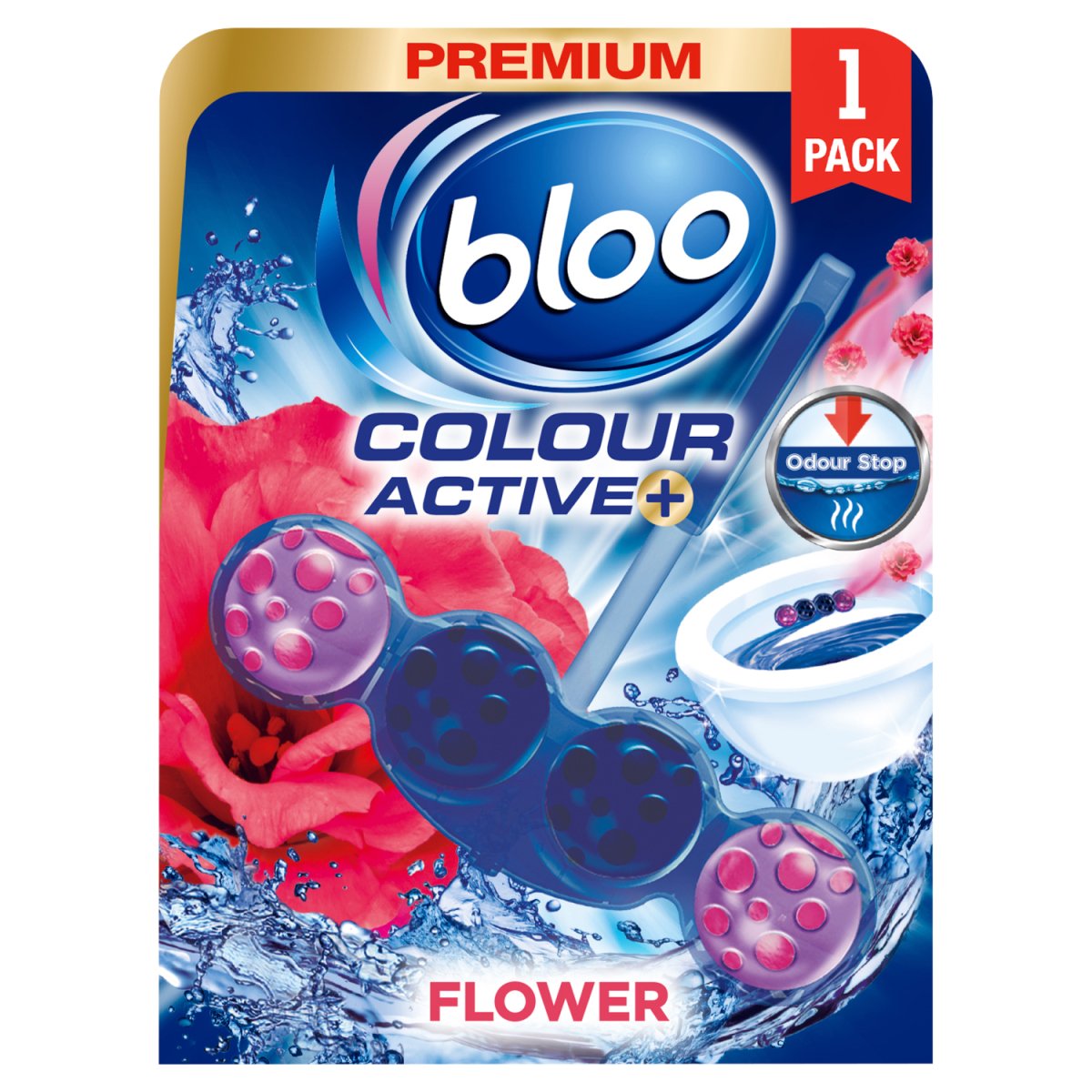 Bloo Colour Active Blue Water Toilet Rim Block Flower