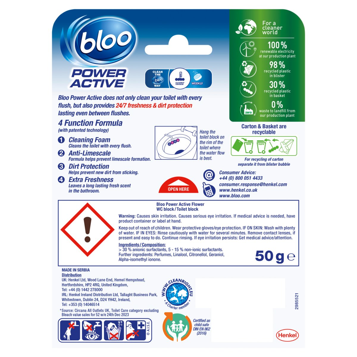 Bloo Power Active Fragrance Boost Flowers 50g - Intamarque - Wholesale 5000325048010