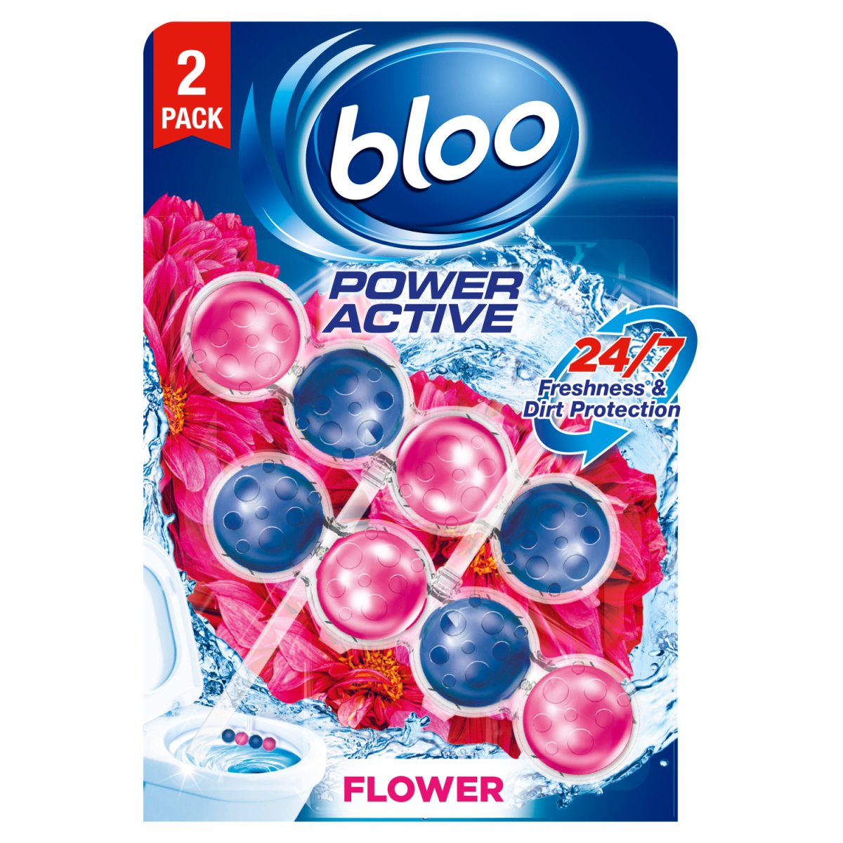 Bloo Power Active Flowers Twin Toilet Rim Block 2x50g - Intamarque - Wholesale 5000325048881