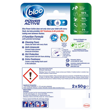 Bloo Power Active Flowers Twin Toilet Rim Block 2x50g - Intamarque - Wholesale 5000325048881