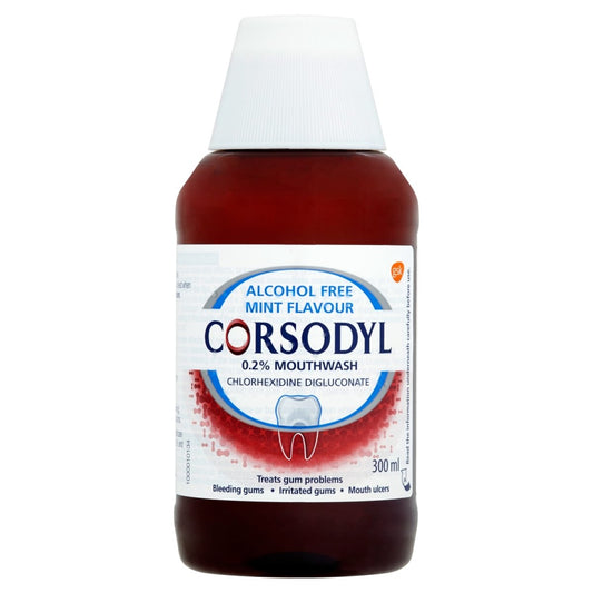 Corsodyl Mouthwash 300ml Mint Alcohol Free (MED)