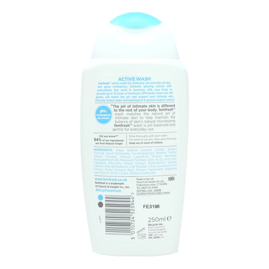 Femfresh Ultimate Care 250ml Active Wash - Intamarque - Wholesale 5010724525944