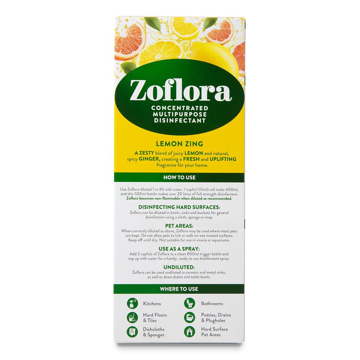 Zoflora Concentrated Disinfectant 500ml Lemon Zing