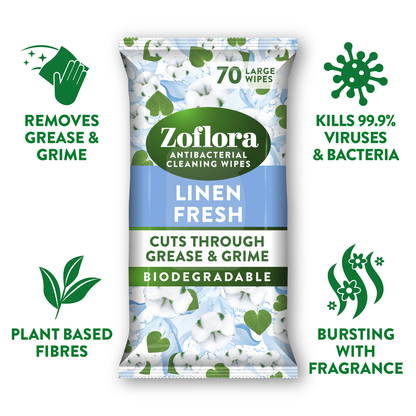 Zoflora Multi Purpose Wipes Linen Fresh 70s