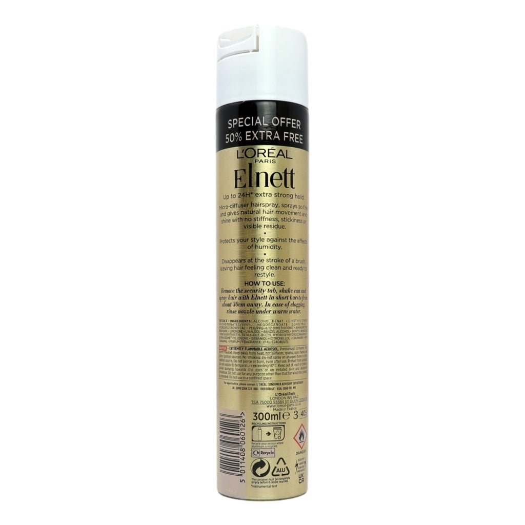 L'Oreal Elnett 200ml + 100ml Extra Strong Hairspray - Intamarque - Wholesale 5011408060126