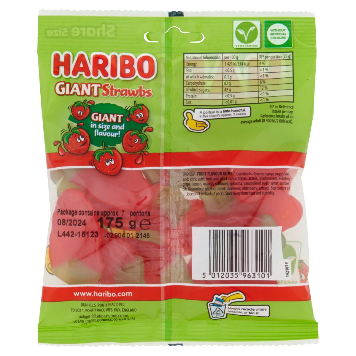 Haribo Giant Strawbs 175g