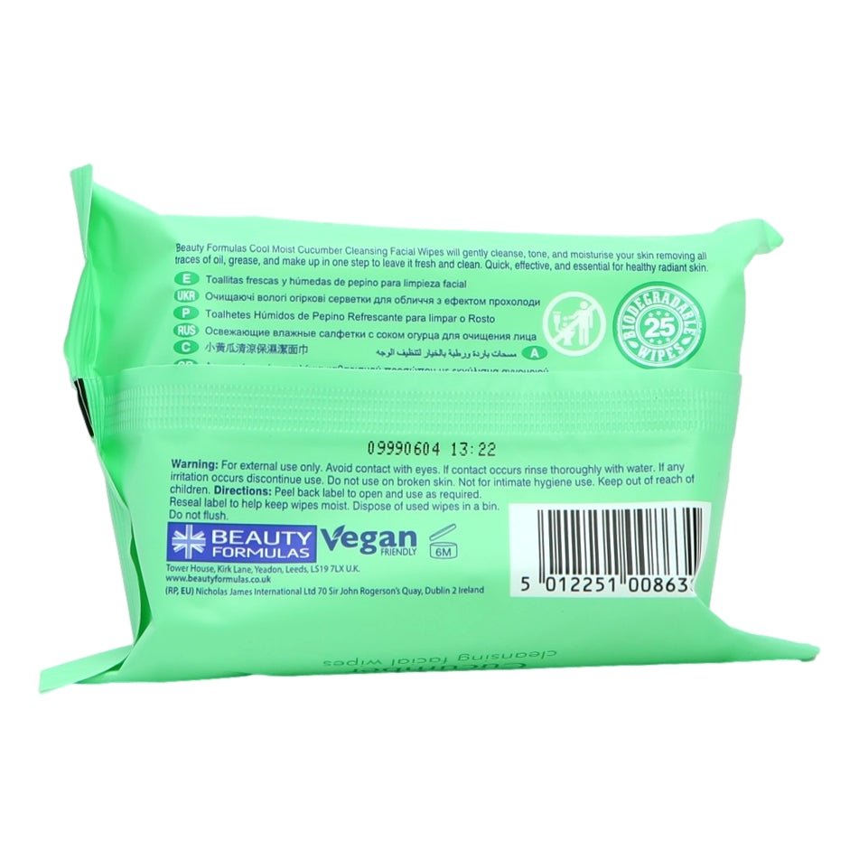 Beauty Formulas Facial Wipes Cucumber