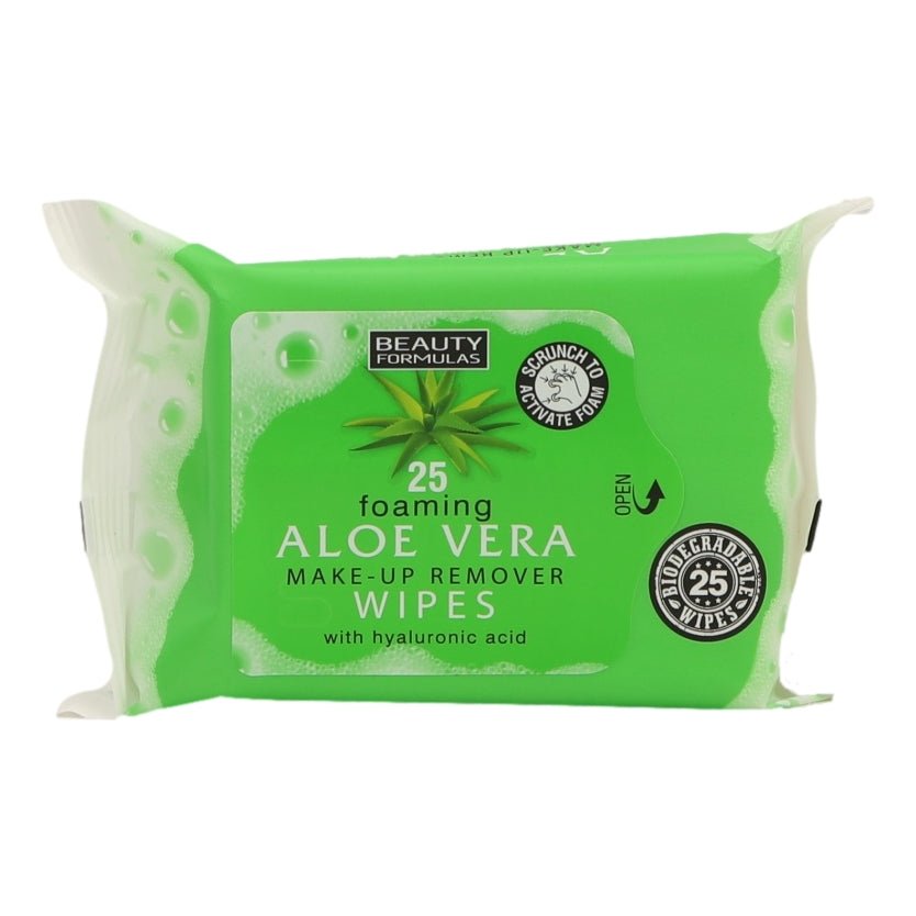 Beauty Formulas Foaming Make-Up Remover Wipes 25's Aloe Vera