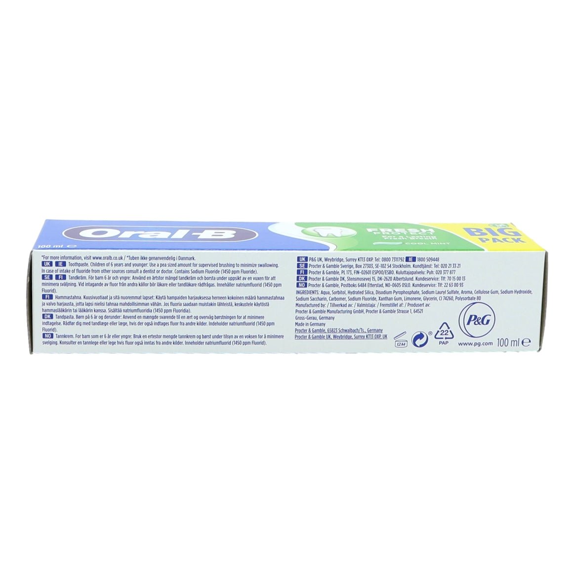 Oral B Toothpaste 100ml Fresh Protect Coolmint - Intamarque - Wholesale 5013965953354