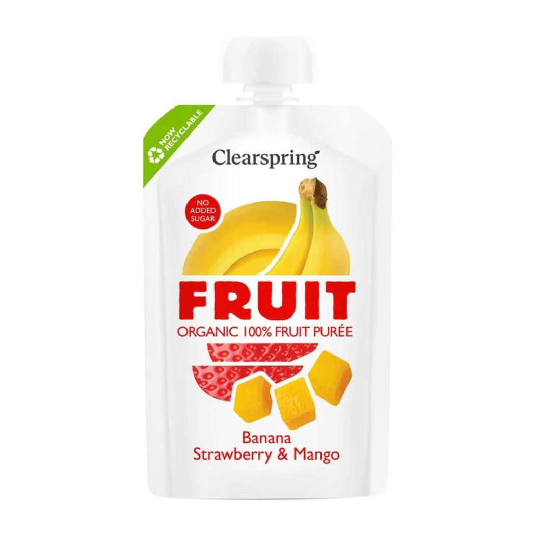 Clearsprings Organic Fruit 100% Fruit Puree - Banana, Strawberry & Mango