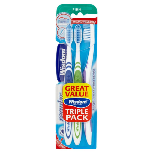 Wisdom Regular Plus Toothbrushes Firm Triple Pack