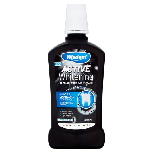 Wisdom Active Whitening Mouthwash 500ml Charcoal