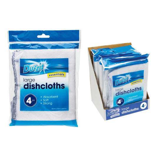 Duzzit Premium White Dishcloth 4pk