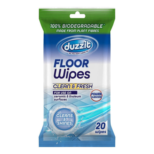 Duzzit Biodegradable Floor Wipes 20 Pack Clean & Fresh