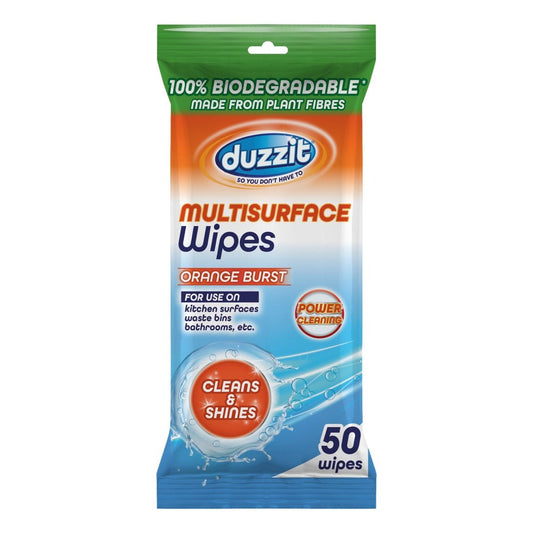 Duzzit Biodegradable Multisurface Wipes 50 Pack Orange