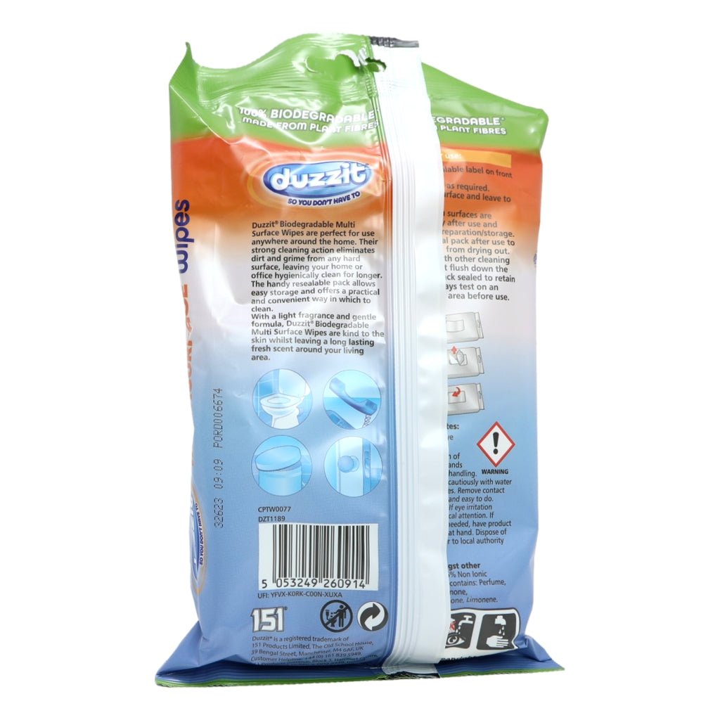 Duzzit Biodegradable Multisurface Wipes 50 Pack Orange - Intamarque - Wholesale 5053249260914