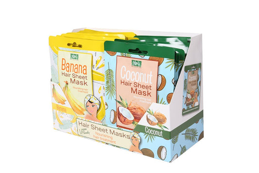 XHC Hair Mask Sheets - Coconut - Mixed case (12 Banana & 12 Coconut)