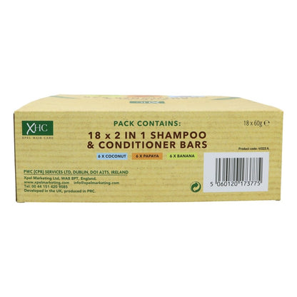 XHC Shampoo & Conditioner Bars (2in1) - Coconut, Papaya, Banana