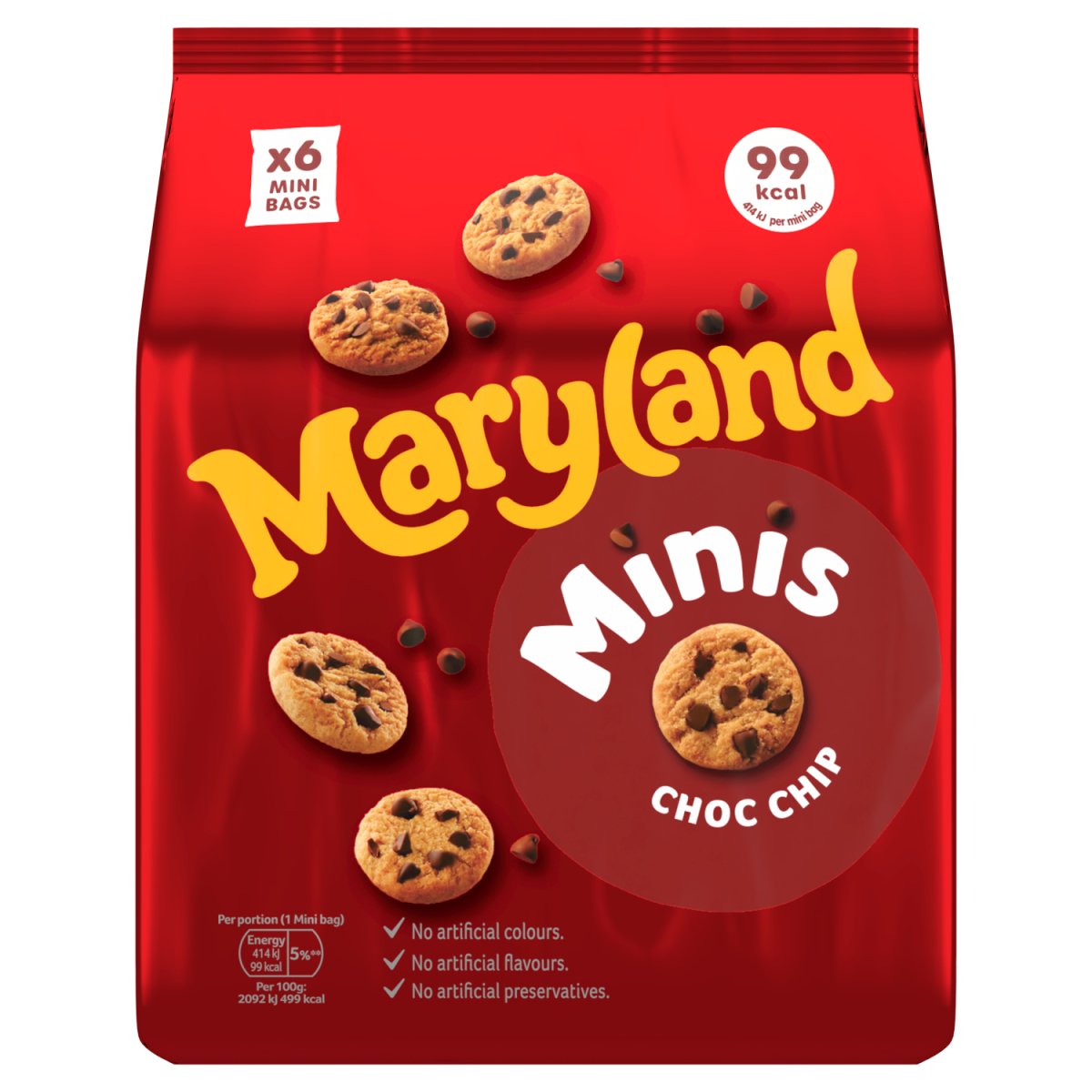 Maryland Cookies Minis Choc Chip 6 Mini Bags 118.8g