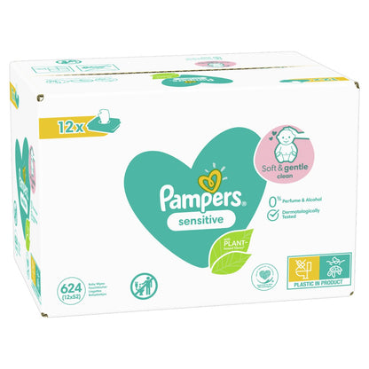 Pampers Baby Wipes Sensitive Mega Pack (12x52s)