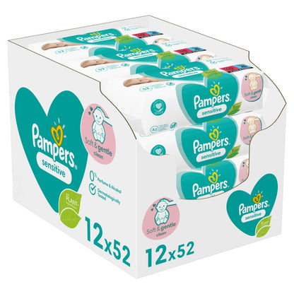 Pampers Baby Wipes Sensitive Mega Pack (12x52s)