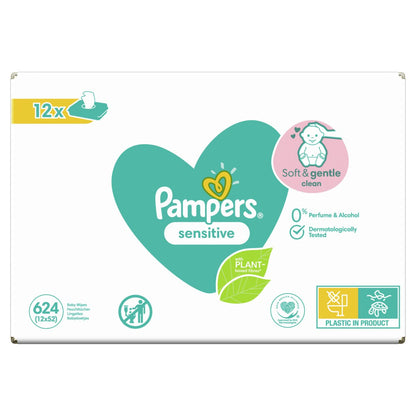 Pampers Baby Wipes Sensitive Mega Pack (12x52s)