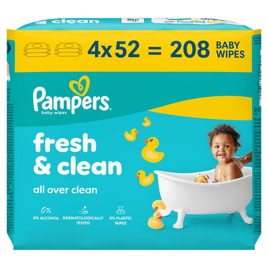 Pampers Baby Wipes 4pk Fresh and Clean Plastic Free