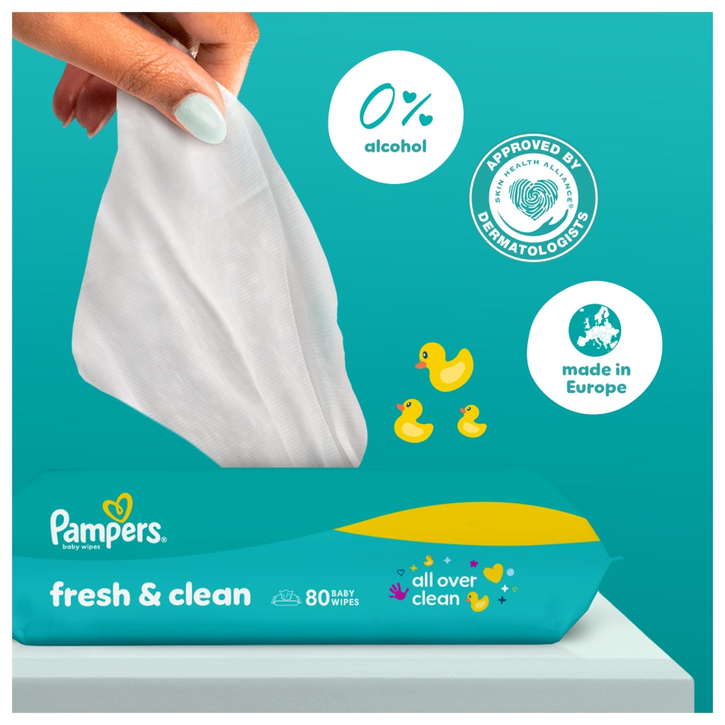 Pampers Baby Wipes 4pk Fresh and Clean Plastic Free