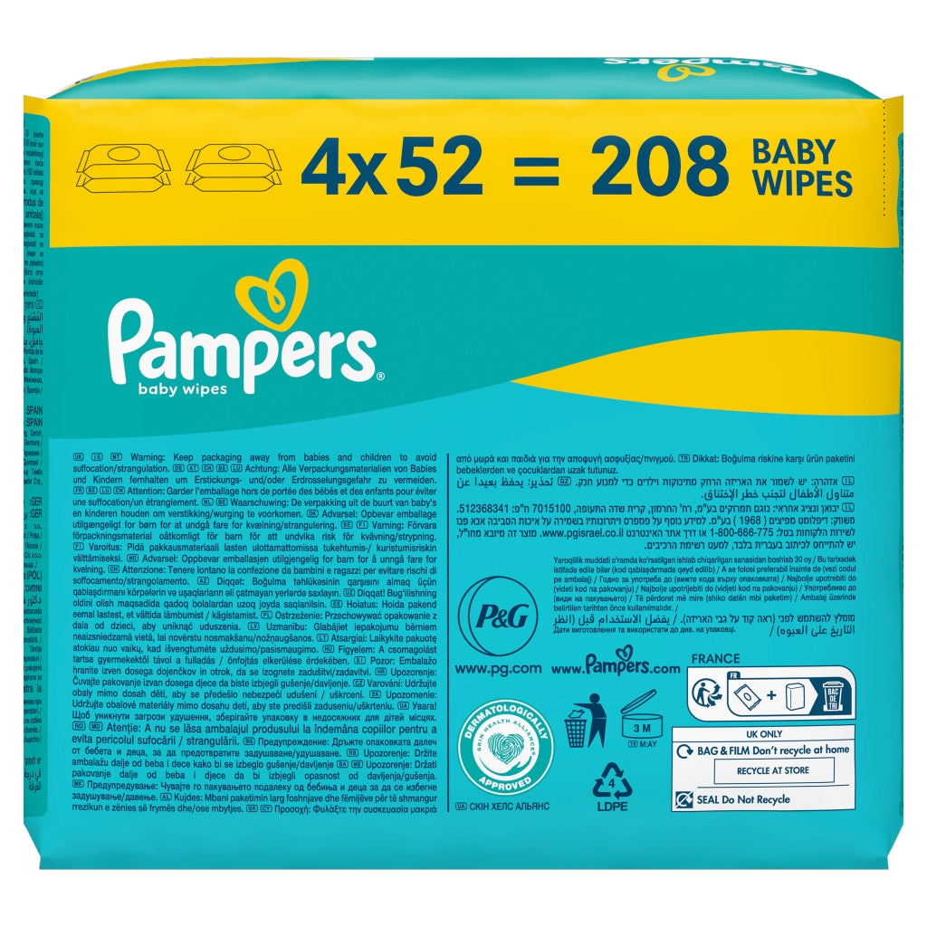 Pampers Baby Wipes 4pk Fresh and Clean Plastic Free