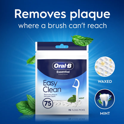 Oral B Essential Floss Picks 75s Easy Clean