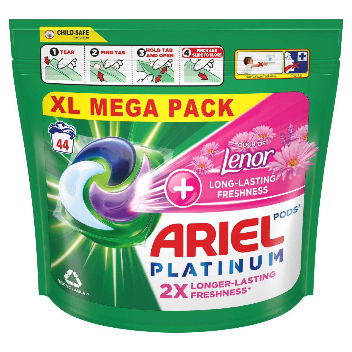 Ariel Patinum + Lenor All-In-1 Pods Washing Liquid Capsules 44 Washes