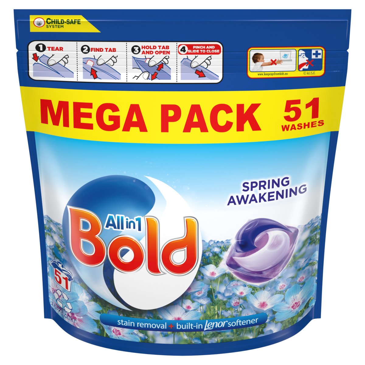 Bold All In 1 Pods Washing Capsules Spring Awakening 51 Washes - Intamarque - Wholesale 8006540918814