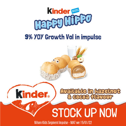 Kinder Happy Hippo Milk And Hazelnut Biscuits 5 X 20.7g