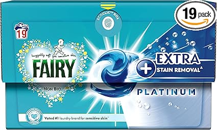 Buy Fairy Non Bio Pods Platinum + Stain Remover 19w For Sensitive Skin online at Intamarque Wholesale – Trusted FMCG distributor