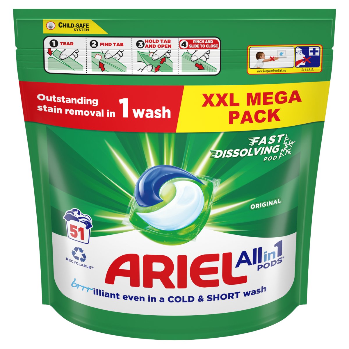 Ariel Original All -In -One Pods Washing Liquid Capsules 51 Washes