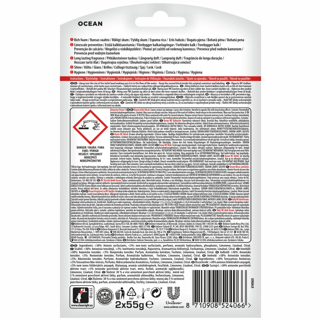 Domestos Power 5 Rimblock Ocean Duo