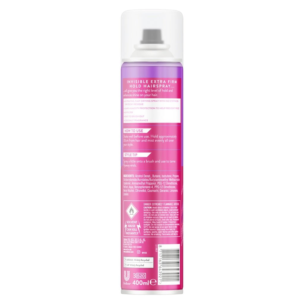 VO5 Hairspray 400ml Extra Firm Hold 8717163643921 Intamarque Wholesale