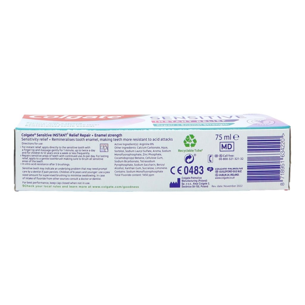 Colgate Sensitive Instant Relief Enamel Toothpaste 75ml