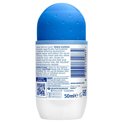 Deodorant stick with blue cap and white body on a white background