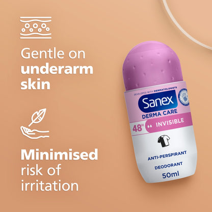 Sanex Deo Roll On 50ml 72hr Invisible Dry