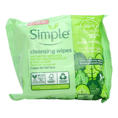 Simple Cleansing Face Wipes 25s new biodegradable pack - Intamarque - Wholesale 8720181209444