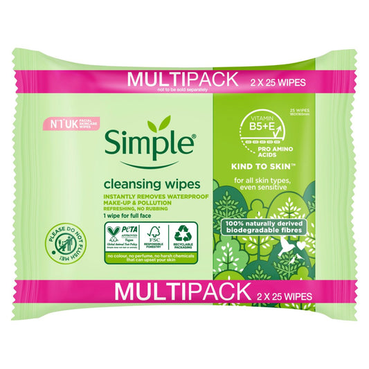 Simple Bio Wipes Multi Pack 2x25's