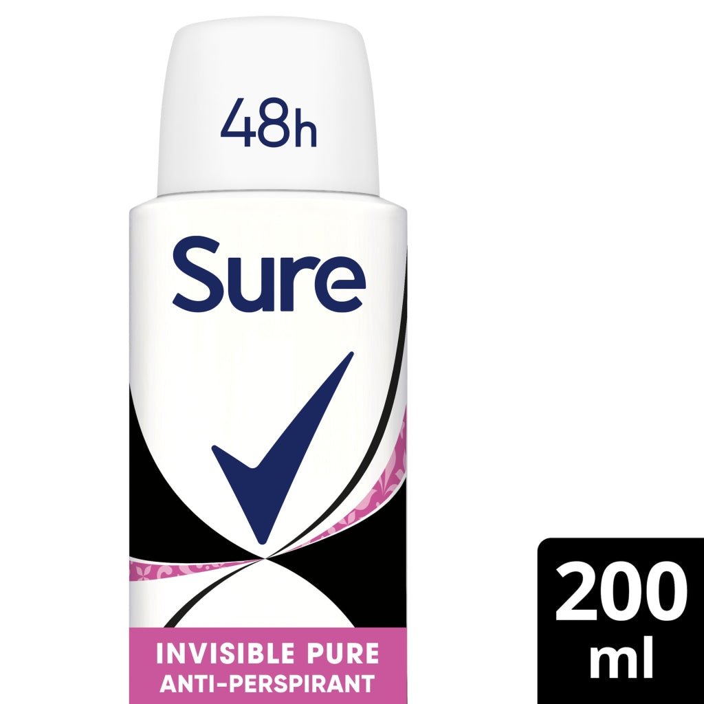 Sure Female Anti Perspirant Aerosol 200ml Invisible Pure