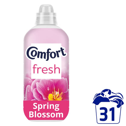 Comfort fresh Spring Blossom fabric softener bottle on a white background